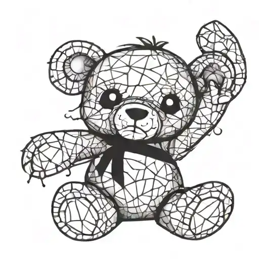 broken teddy bear tattoo design idea