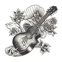 1950-2022 memory tattoo for grandpa with guitar tattoo design idea