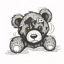 sad torn teddy bear  tattoo design idea