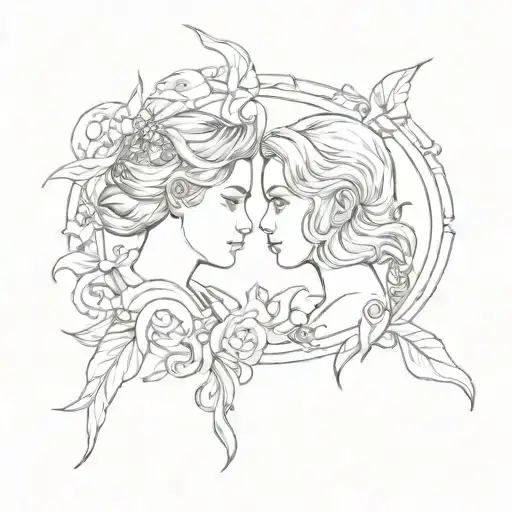 Gemini and Pisces tattoo design idea