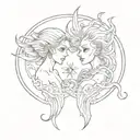 Gemini and Pisces tattoo design idea