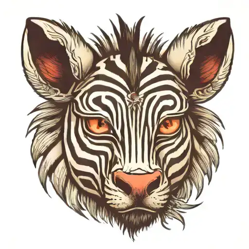 a zebra with demonic eyes tattoo design idea