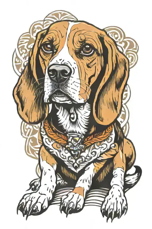 beagle sitting tattoo design idea