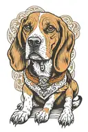 beagle sitting tattoo design idea