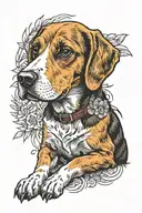 beagle sitting tattoo design idea