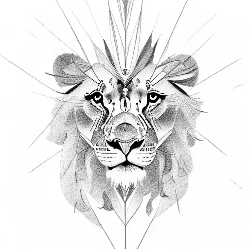 indiana feather and a lion tattoo design idea