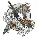 Samurai yin and Yang  tattoo design idea