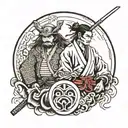 Samurai yin and Yang  tattoo design idea