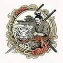 Samurai yin and Yang  tattoo design idea
