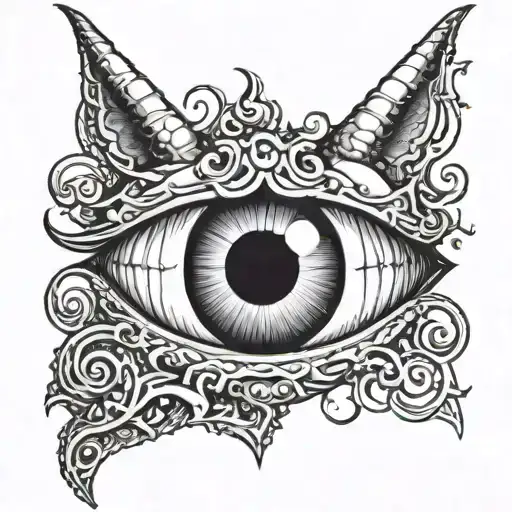 eye for and eye , tooth for an tooth and devil for an devil tattoo design idea