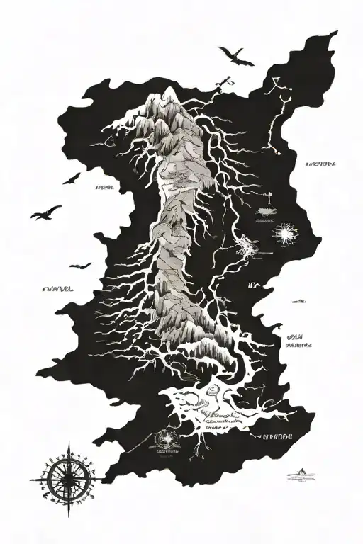 1. I want as a background the map of middle earth of Tolkien world. As a main subject I want the battle of Gandalf tattoo design idea