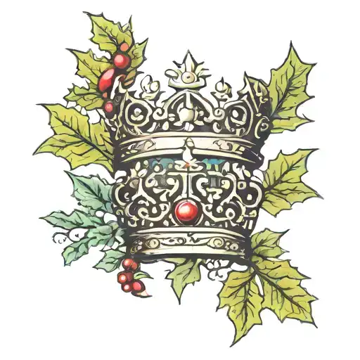 crowns of holly and oak leaves, powers, magic, Wicca, pagan. they have to represent the phrase: my crown and my powers tattoo design idea