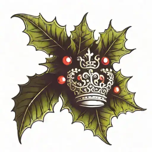 holly leaves, oak leaf, crown, powers, magic, Wicca. they have to represent the phrase: my crown and my powers tattoo design idea