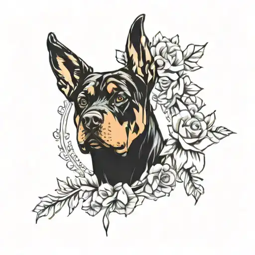Rottweiler and Playboy Bunny with wreath tattoo design idea