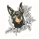 Rottweiler and Playboy Bunny with wreath tattoo design idea