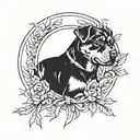 Rottweiler and Playboy Bunny with wreath tattoo design idea