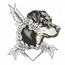 Rottweiler and Playboy Bunny with wreath tattoo design idea