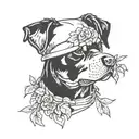 Rottweiler and Playboy Bunny with wreath tattoo design idea