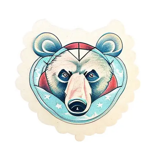  bear head americana sailor jerry chest tattoo design idea