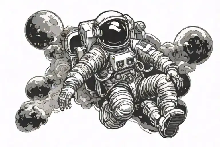 astronaut tattoo background in spacesuit head tattoo design idea
