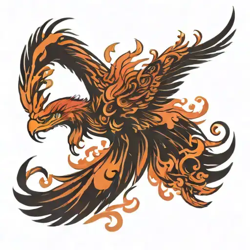 phoenix rising from flames tattoo design idea