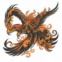 phoenix rising from flames tattoo design idea