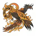 phoenix rising from flames tattoo design idea