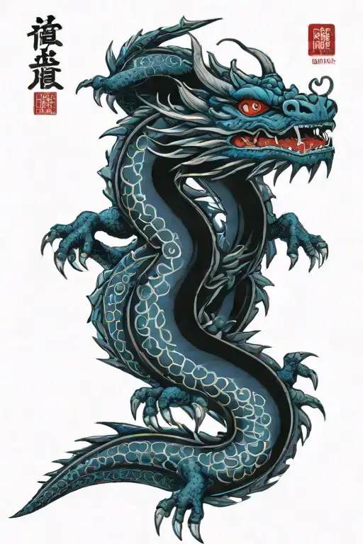 blue dragon tattoo design idea