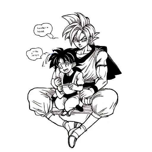 Goku y Gohan holding hans tattoo design idea