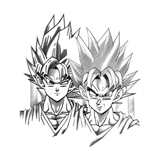 Goku y Gohan holding hans tattoo design idea