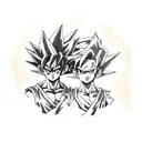 Goku y Gohan holding hans tattoo design idea
