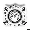 a burning speedometer that shows 420 kilometers per hour tattoo design idea