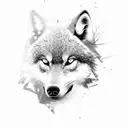 pine tree forest hiding wolf silhouette tattoo design idea