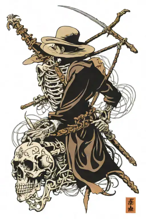 skeleton don quixote tattoo design idea