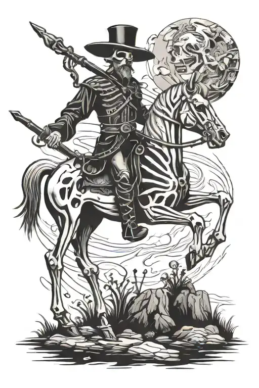 skeleton don quixote tattoo design idea