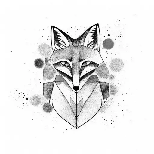 a fox that starts as watercolor and changes to geometric for the tail tattoo design idea