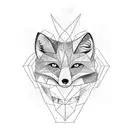 a fox that starts as watercolor and changes to geometric for the tail tattoo design idea