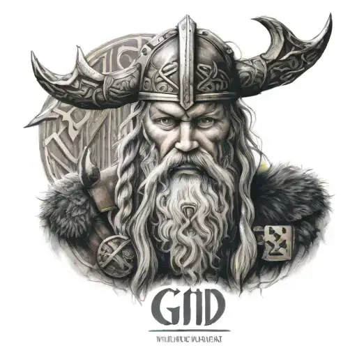 God Odin, viking runes, Viking warrior, Viking god tattoo design idea