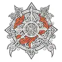 Svarog, Perun, Lelya, runes and gods tattoo design idea