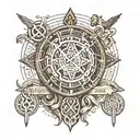 Svarog, Perun, Lelya, runes and gods tattoo design idea