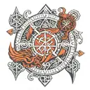 Svarog, Perun, Lelya, runes and gods tattoo design idea