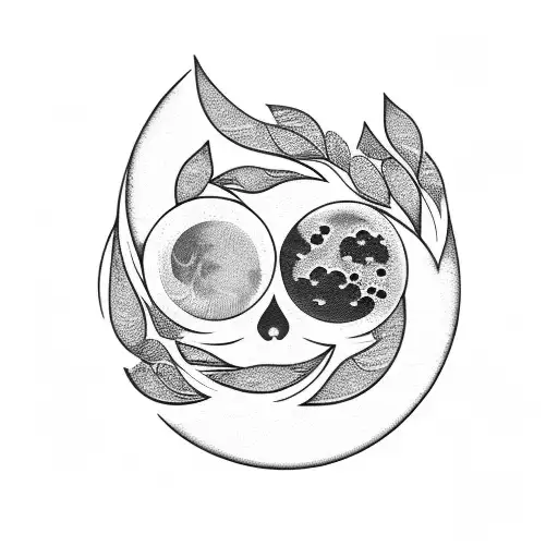moon with cherry blossoms tattoo design idea