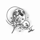 moon with cherry blossoms tattoo design idea