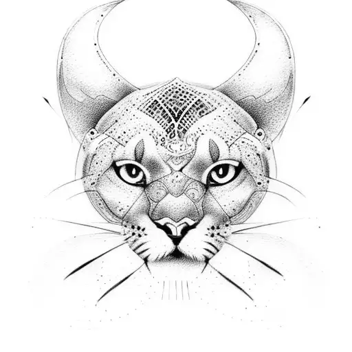 puma con una espada  tattoo design idea