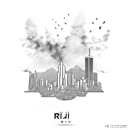 A silhouette of Rio de Janeiro's skyline with Lana Del Rey lyrics incorporated into the design tattoo design idea