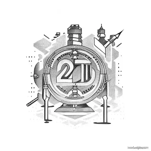 20th anniversary multiple companies + gold mine in the background tattoo design idea