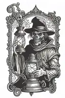 plague dr with lantern  tattoo design idea