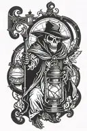 plague dr with lantern  tattoo design idea