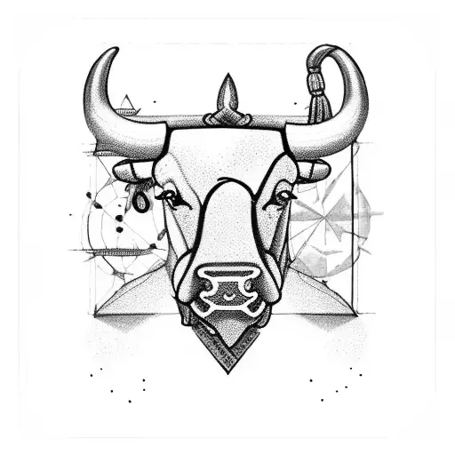 bull with an A as a necklace locket  tattoo design idea