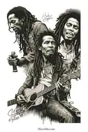 Bob marley Elvis Presley Michael Jackson with Notes  tattoo design idea